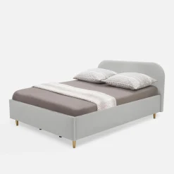 Łóżka Tapicerowane|Łóżka|inny Łóżko welurowe szare SANTADI 180x200 cm