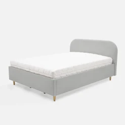 Łóżka Tapicerowane|Łóżka|inny Łóżko welurowe szare SANTADI 180x200 cm