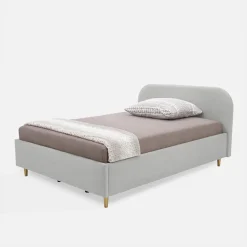inny Łóżko welurowe szare SANTADI 120x200 cm