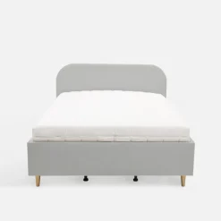 inny Łóżko welurowe szare SANTADI 120x200 cm