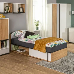 Łóżka|Łóżka|LENART Łóżko z materacem i pojemnikiem 90 cm prawe IMOLA