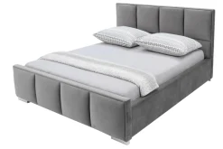 Łóżka Tapicerowane|Łóżka| Łóżko ze stelażem i pojemnikiem szare FABRIZZIO SQUERE P 180x200 cm