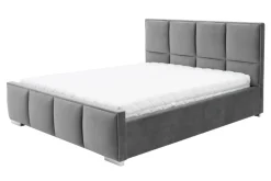 Łóżka Tapicerowane|Łóżka| Łóżko ze stelażem i pojemnikiem szare FABRIZZIO SQUERE P 180x200 cm