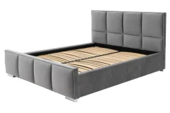 Łóżka Tapicerowane|Łóżka| Łóżko ze stelażem i pojemnikiem szare FABRIZZIO SQUERE P 180x200 cm