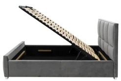 Łóżka Tapicerowane|Łóżka| Łóżko ze stelażem i pojemnikiem szare FABRIZZIO SQUERE P 180x200 cm