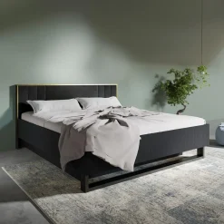 Łóżka|inny Łóżko ze stelażem i pojemnikiem czarne MOND 160x200