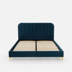 Łóżko ze stelażem niebieskie KENAQ 160x200 cm