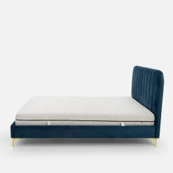 Łóżko ze stelażem niebieskie KENAQ 160x200 cm