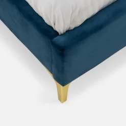 Łóżko ze stelażem niebieskie KENAQ 160x200 cm