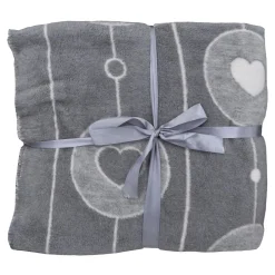 Koce I Narzuty| Koc bawełniano-akrylowy w serca 150x200 cm