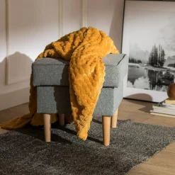 Koc musztardowy SQUADRO 150x200 cm