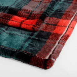 Koc w szkocką kratę zielono-czerwony TYLOR 150x200 cm