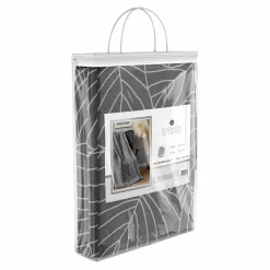 Koc z frędzlami w liście ciemnoszary 150x200 cm