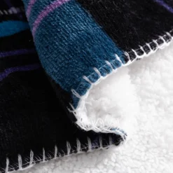 Koce I Narzuty|inny Koc z sherpą niebieska kratka DOLLY 150x200 cm