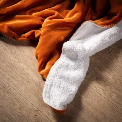 inny Koc z sherpą pomarańczowy DOLLY 150x200 cm