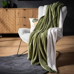Koce I Narzuty|inny Koc z sherpą zielony DOLLY 150x200 cm