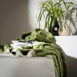 Koce I Narzuty|inny Koc z sherpą zielony DOLLY 150x200 cm