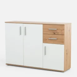 Komody|FORTE Komoda 3 - drzwiowa z szufladami IKOLI biała