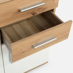 Komody|FORTE Komoda 3 - drzwiowa z szufladami IKOLI biała