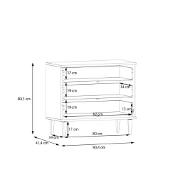 FORTE Komoda boho z 3 szufladami CALASETTA