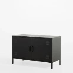 Komody|inny Komoda 2-drzwiowa grafitowo-czarna SOLANS