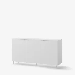 LENART Komoda 3-drzwiowa MILA na metalowych nóżkach biała