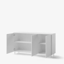 LENART Komoda 3-drzwiowa MILA na metalowych nóżkach biała