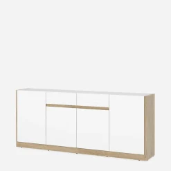 inny Komoda 4-drzwiowa z szufladami CALIMA dąb cremona biała