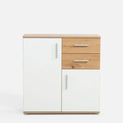 FORTE Komoda 2-drzwiowa z szufladami IKOLI biała