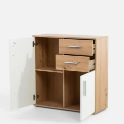 FORTE Komoda 2-drzwiowa z szufladami IKOLI biała