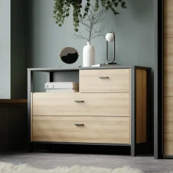 Komody|FORTE Komoda industrialna do sypialni HIGH ROCK