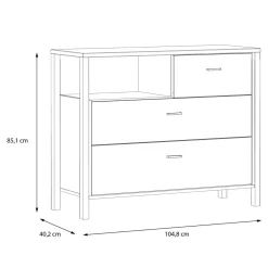 Komody|FORTE Komoda industrialna do sypialni HIGH ROCK