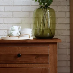 inny Komoda lite drewno z 3 szufladami STELLA dąb koniakowy