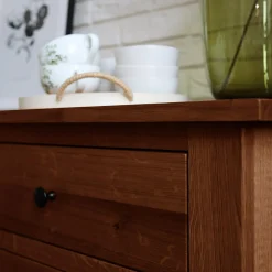 inny Komoda lite drewno z 3 szufladami STELLA dąb koniakowy