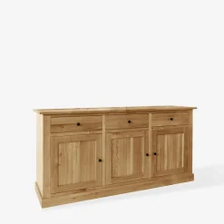 inny Komoda lite drewno z 3 szufladami dąb naturalny STELLA