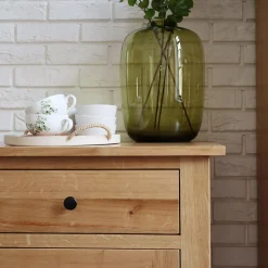 inny Komoda lite drewno z 3 szufladami dąb naturalny STELLA
