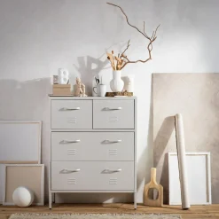 Dzieci inny Komoda metalowa z szufladami BLEIZ jasnoszara