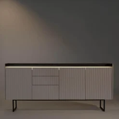 Komody|LENART Komoda ryflowana z oświetleniem LAGO 192 cm