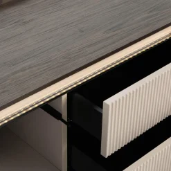 Komody|LENART Komoda ryflowana z oświetleniem LAGO 192 cm