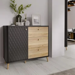 Komody|FORTE Komoda ryflowana z szufladami FIXSMILE