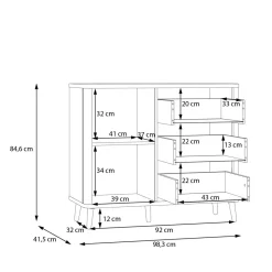 Komody|FORTE Komoda ryflowana z szufladami FIXSMILE