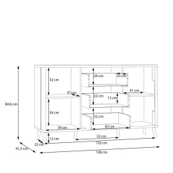 Komody|FORTE Komoda ryflowana z szufladami FIXSMILE 138 cm