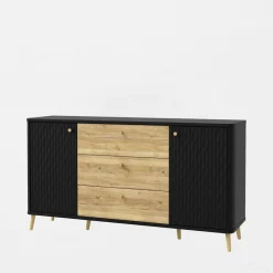 Komody|FORTE Komoda ryflowana z szufladami FIXSMILE 158 cm