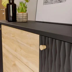 Komody|FORTE Komoda ryflowana z szufladami FIXSMILE 158 cm