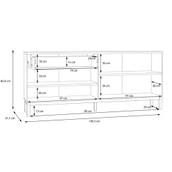 FORTE Komoda szara z szufladą PENKRIDGE 199.3 cm
