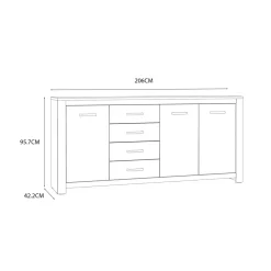 FORTE Komoda szeroka z 4 szufladami SAN CAYETANO