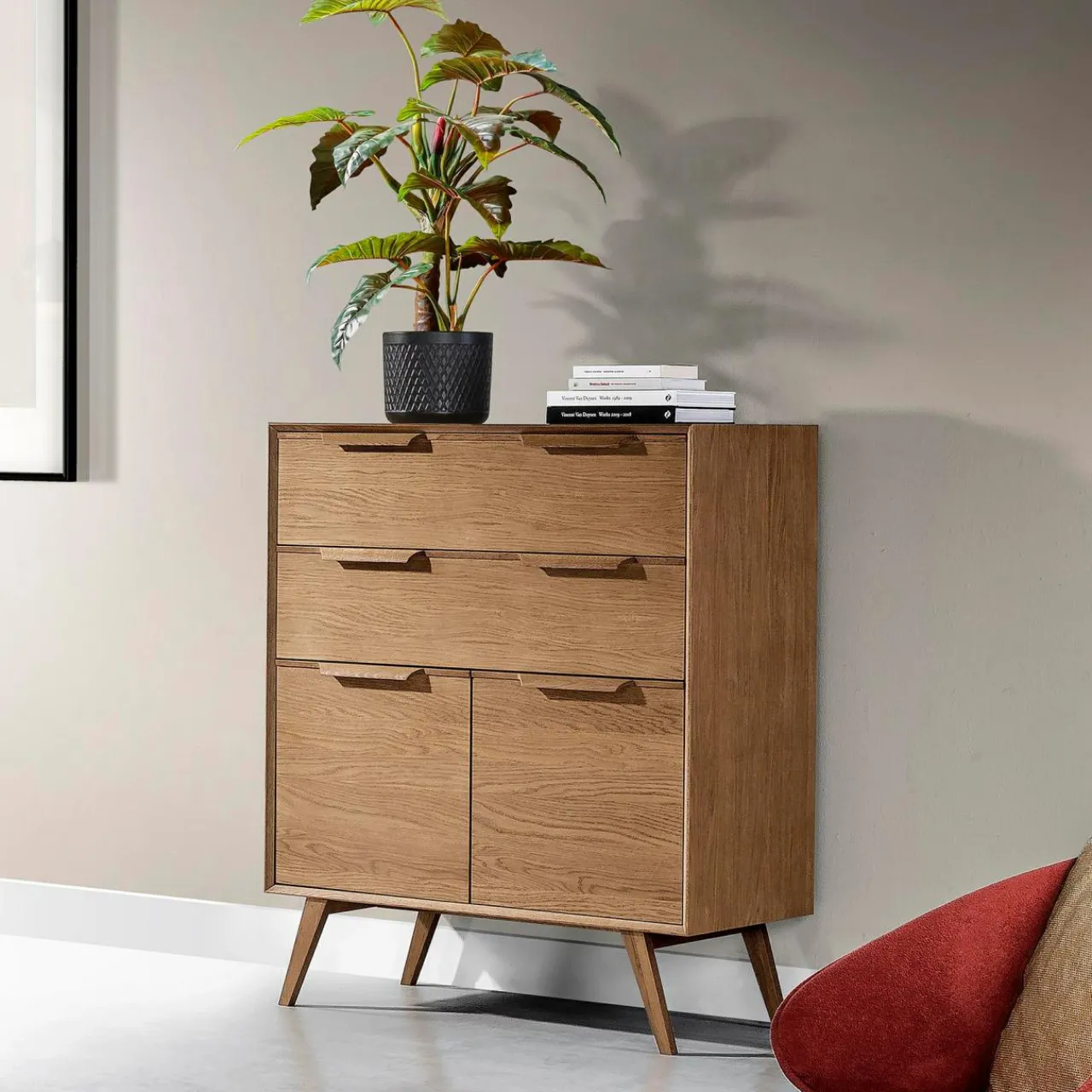 Komody|inny Komoda vintage z 2 szufladami LEO szer. 104,9 cm