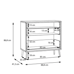 Komody|FORTE Komoda z 3 szufladami WHENUA