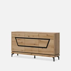 Komody|Furni Home Komoda z czarnym dekorem KRIS 163.5 cm