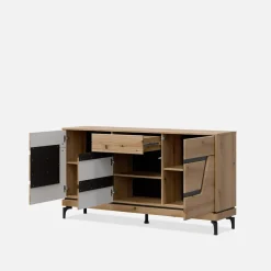 Komody|Furni Home Komoda z czarnym dekorem KRIS 163.5 cm